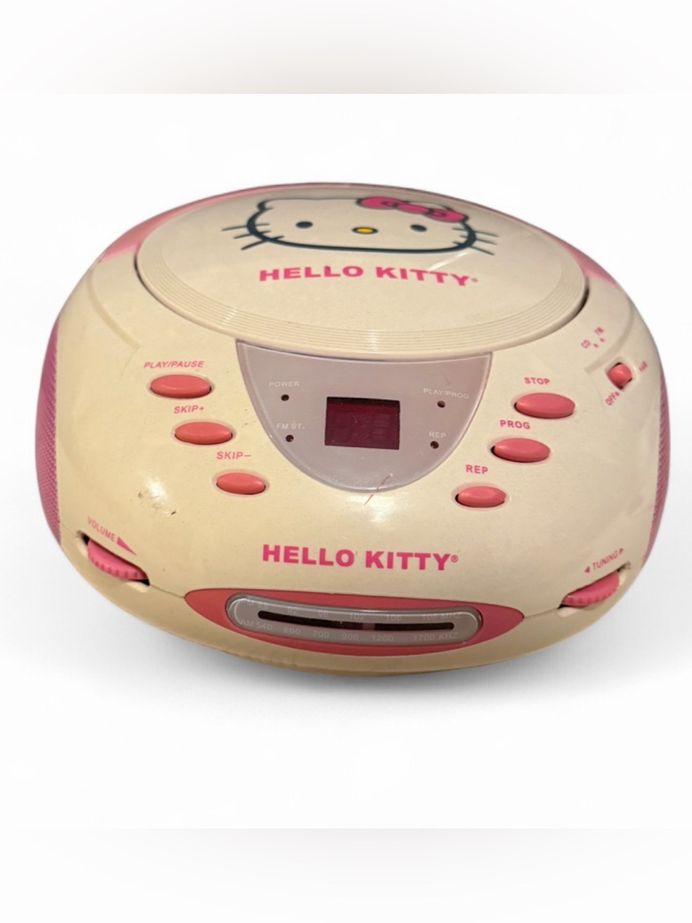 Hello Kitty 2012 CD Boombox Pink White Radio KT2024A Sanrio Radio Works Y2k READ